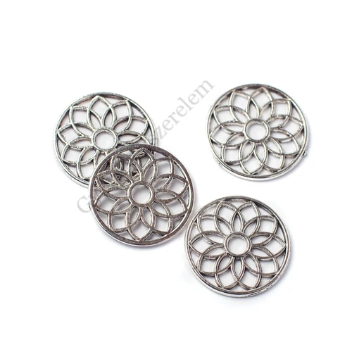 Élet virága összekötő, medál, fityegő, antik ezüst színű, 17 mm