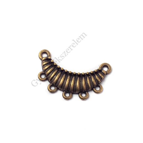 Félkör összekötő, fülbevalóalap, medálalap, antik bronz színű, 25x14 mm