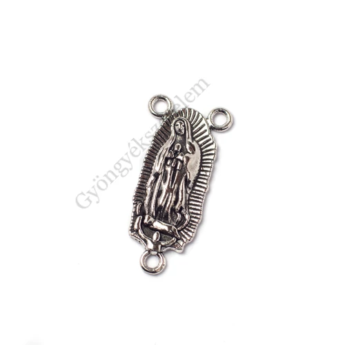 Rózsafüzér összekötő, antik ezüst színű, 30x14 mm