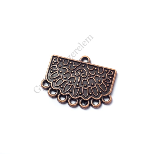 Karkötőalap, fülbevalóalap, medálalap, összekötő, vörösréz színű, 22x18 mm