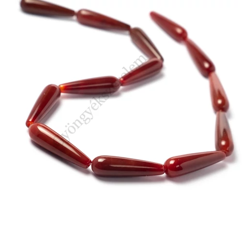 Vörös achát ásvány csepp gyöngy, 30x8 mm