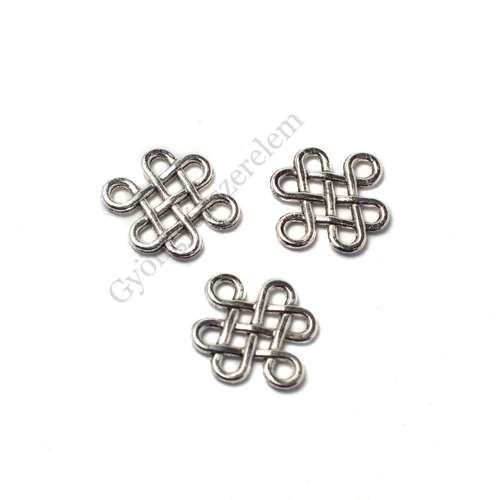 Kelta csomó összekötő, fityegő, medál, antik ezüst színű, 17x15 mm