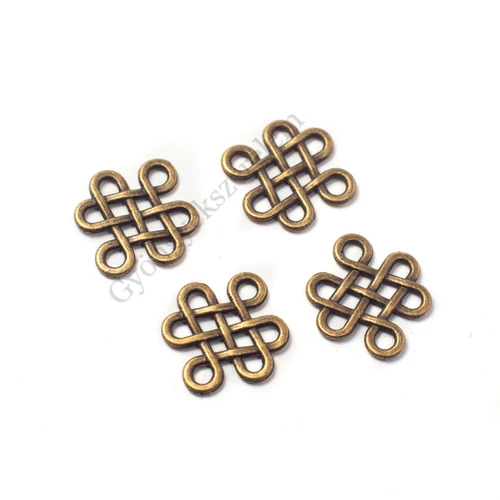 Kelta csomó összekötő, fityegő, medál, antik bronz színű, 17x15 mm