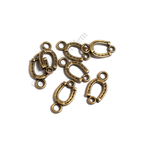 Patkó összekötő, medál, antik bronz színű, 18x10 mm