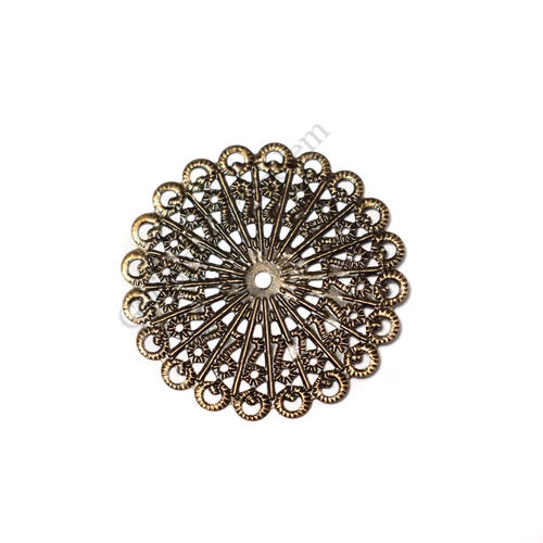 Áttört összekötő, medál, antik bronz színű, 43 mm