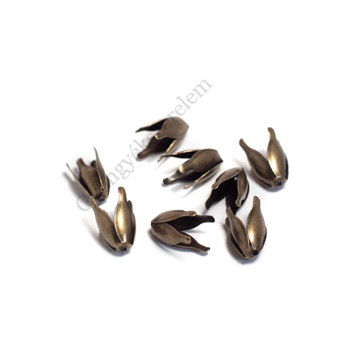 Négy ágú gyöngykupak, antik bronz színű, 13 mm