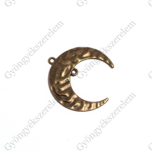 Félhold összekötő, medál, antik bronz színű, 34x32 mm