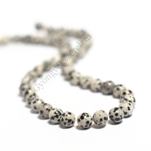 Dalmata jáspis golyó, ásványgyöngy, 8 mm