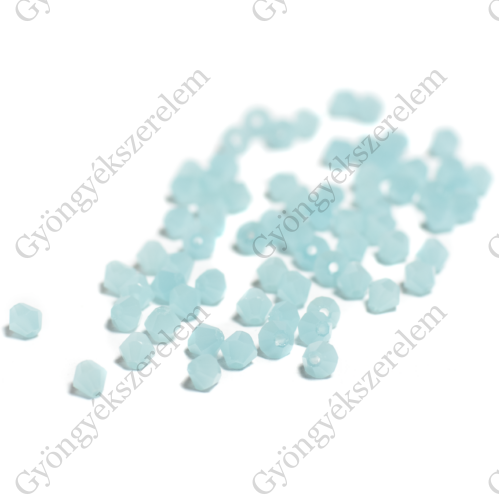 Jáde halvány kék csiszolt bicone üveg gyöngy, 4 mm