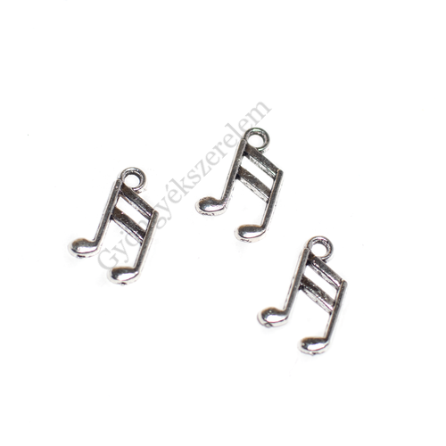 Hangjegy, kotta fityegő, medál, antik ezüst színű, 15x10 mm