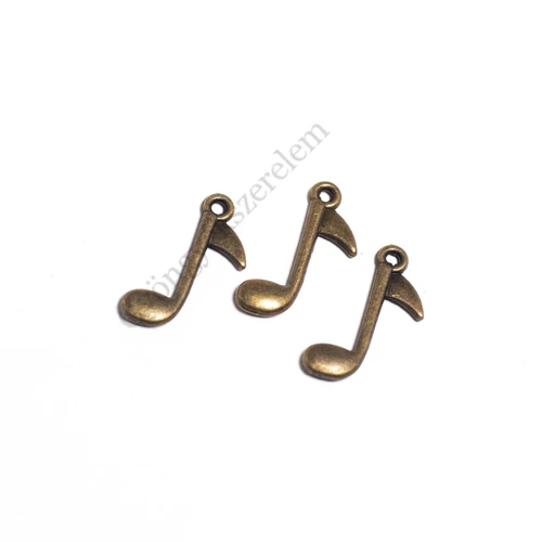 Hangjegy, kotta fityegő, medál, antik bronz színű, 23x13 mm