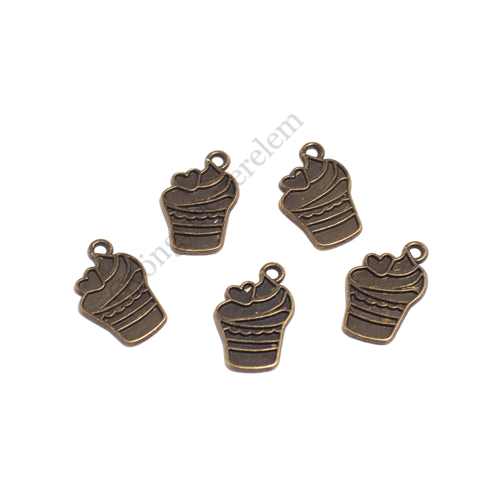 Fagyi, jégkrém fityegő, medál, antik bronz színű, 19x12 mm