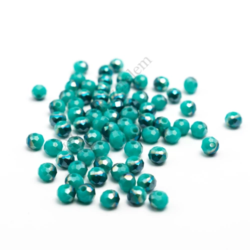 Türkiz és fél metál abakusz, fánk, rondell, 4x3 mm