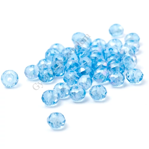 Kék AB csiszolt üveg gyöngy, fánk, abakusz, 4x3 mm