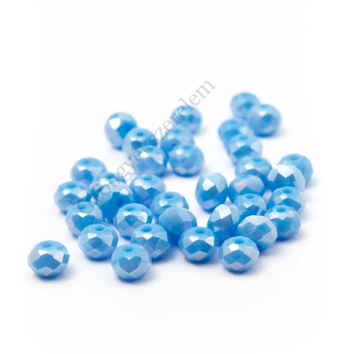 Jáde liláskék AB csiszolt üveg gyöngy, fánk, abakusz, 4x3 mm