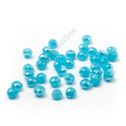 Jáde kék AB csiszolt üveg gyöngy, fánk, abakusz, 4x3 mm