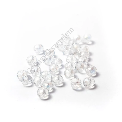Kristály AB csiszolt üveg gyöngy, fánk, abakusz, 4x3 mm