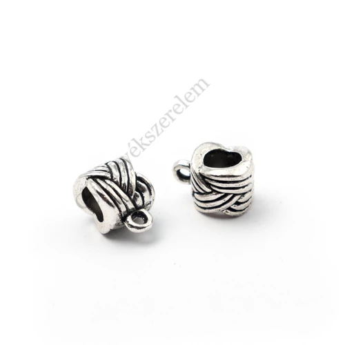 Mintás medálakasztó, medáltartó, antik ezüst színű, 12x8x9 mm