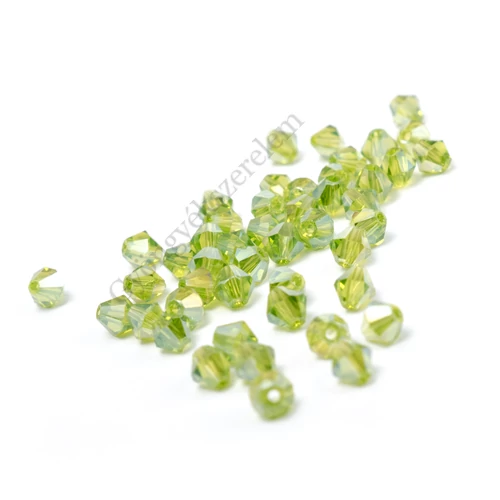 Zöld AB csiszolt bicone üveg gyöngy, 4 mm