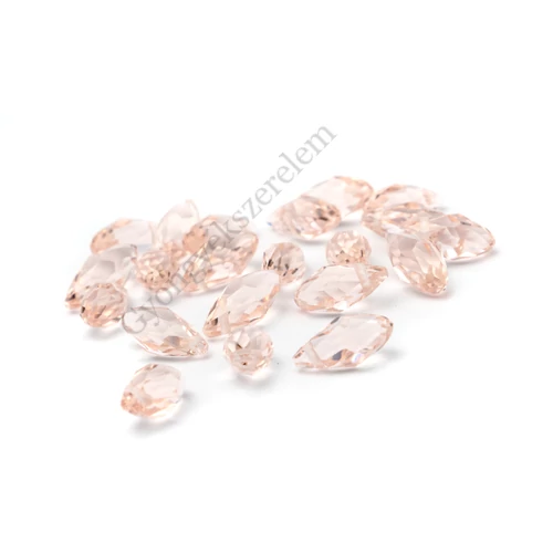 Rózsaszín csiszolt csepp üveg gyöngy, 12x6 mm