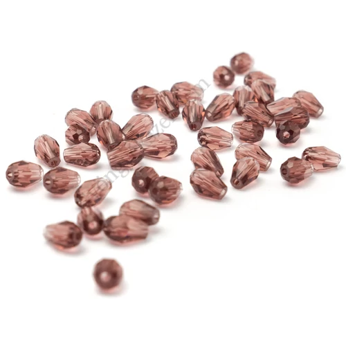Borvörös csiszolt csepp üveg gyöngy, 5x3 mm