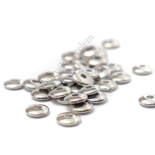 Lencse köztes, akril, antik ezüst színű, 6 mm, 50 db/cs