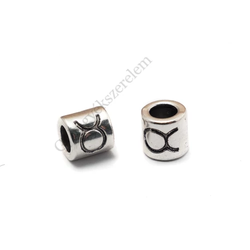 Horoszkóp köztes, Bika, antik ezüst színű, 8x8 mm