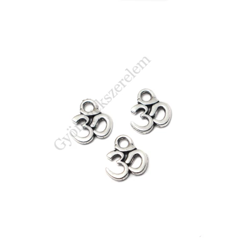 Om fityegő, medál, antik ezüst színű, 10x11 mm