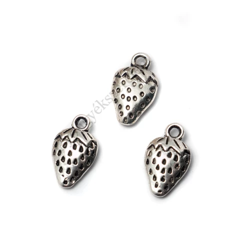Eper fityegő, medál, antik ezüst színű, 16x10 mm