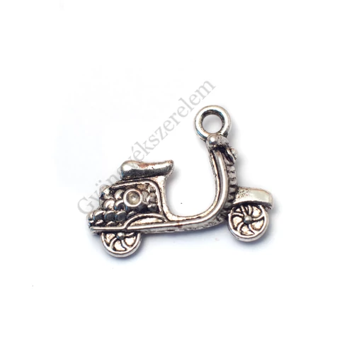 Motor, robogó fityegő, medál, antik ezüst színű, 17x12 mm