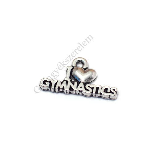 Szeretem a tornát fityegő, medál, antik ezüst színű, 20x12 mm