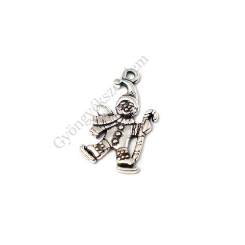 Hóember fityegő, medál, antik ezüst színű, 25x13 mm