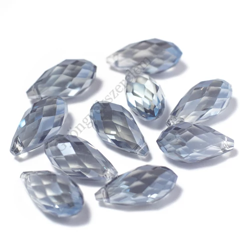 Kék kristály csiszolt csepp üveg gyöngy, 20x10 mm