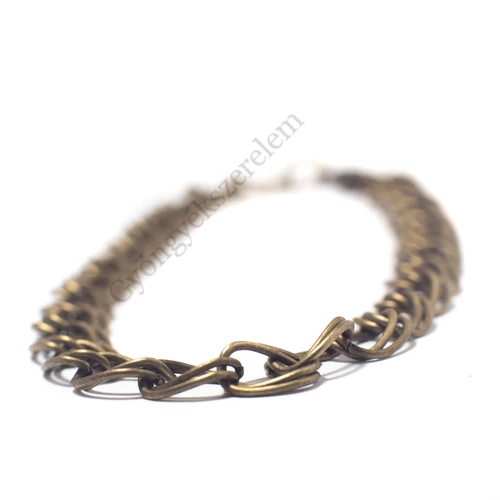 Karkötőalap, ovális, dupla szemű, antik bronz színű, 20 cm