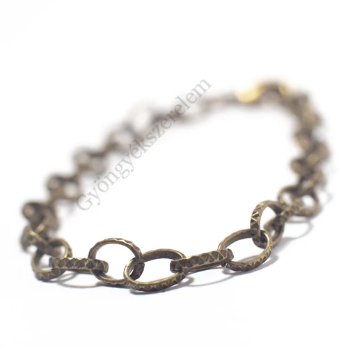 Karkötőalap, ovális, mintás szemű, antik bronz színű, 20 cm