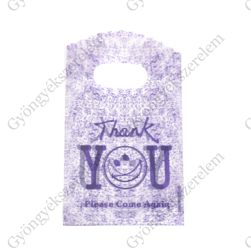 Feliratos, lila műanyag kis tasak, táska, ajándék zacskó, 14,5x9 cm