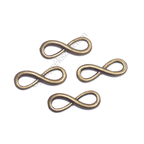 Végtelen, nyolcas fityegő, medál, antik bronz színű, 24x8 mm