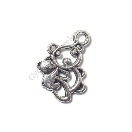 Koala maci fityegő, medál, antik ezüst színű, 18x14 mm