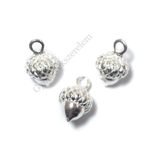 Makk fityegő, medál, ezüst színű, 15x10 mm