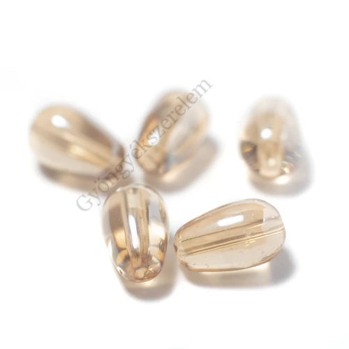 Pezsgő sárga AB csepp üveg gyöngy, 12x8 mm
