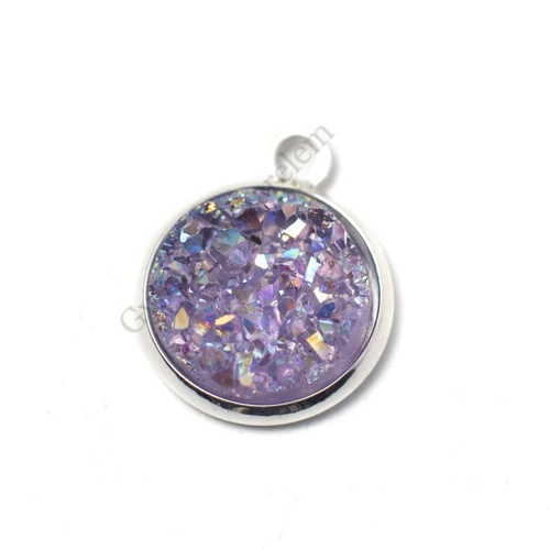 Lila AB műgyanta kaboson, fityegő, medál, 17x14 mm