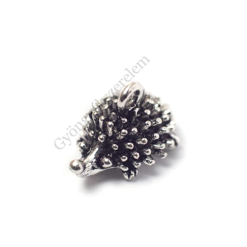 Süni fityegő, medál 3D, antik ezüst színű, 18x13x12 mm