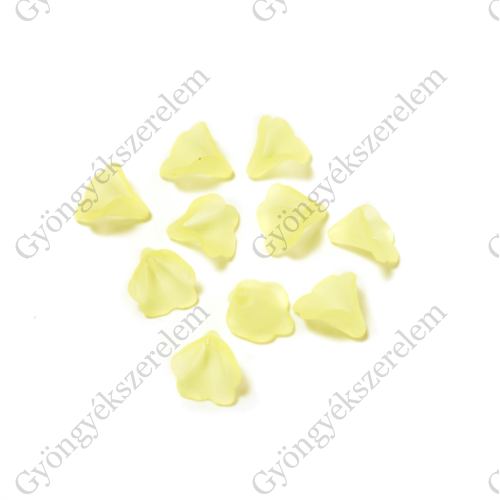 Akril virág gyöngy, tölcséres, sárga, 11x10 mm, 10 db/cs