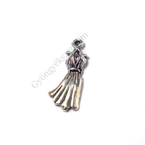 Ruha fityegő, medál, antik ezüst színű, 25x10 mm