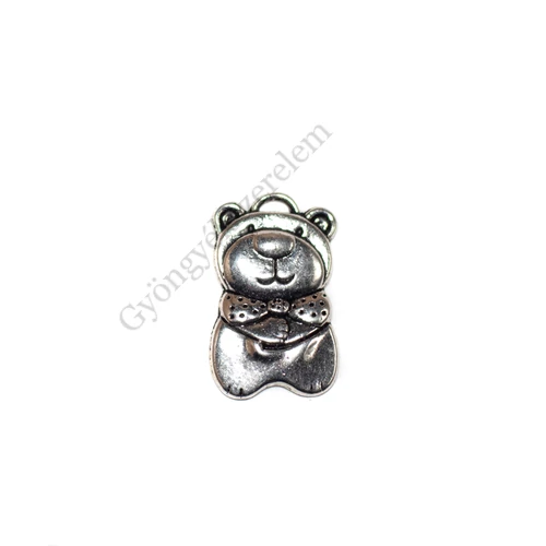 Maci fityegő, medál, antik ezüst színű, 26x17 mm