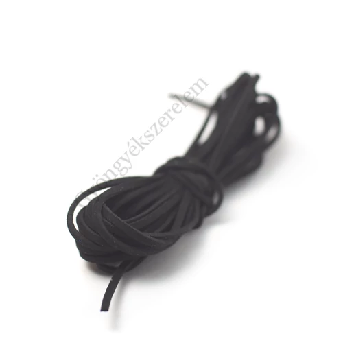 Fekete műbőr velúr szál, 3mm vastag, 1 m