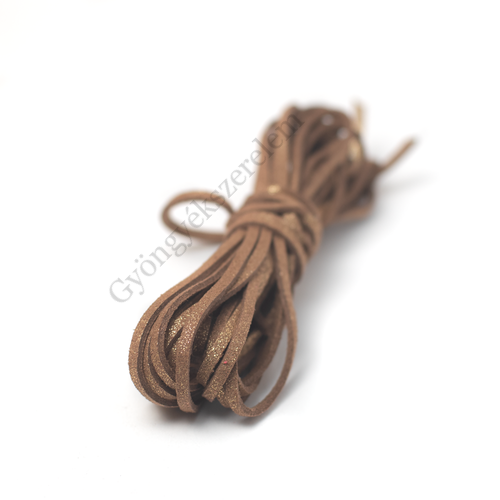 Barna műbőr velúr szál, csillámos, 3mm vastag, 1 m