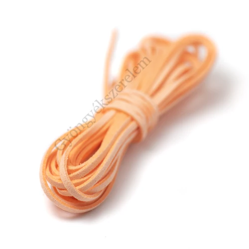 Narancssárga műbőr velúr szál, 3mm vastag, 1 m