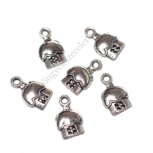 Gombaház, ház, házikó fityegő, medál, antik ezüst színű, 15x10 mm