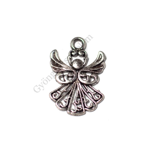 Angyal fityegő, medál, antik ezüst színű, 20x14 mm